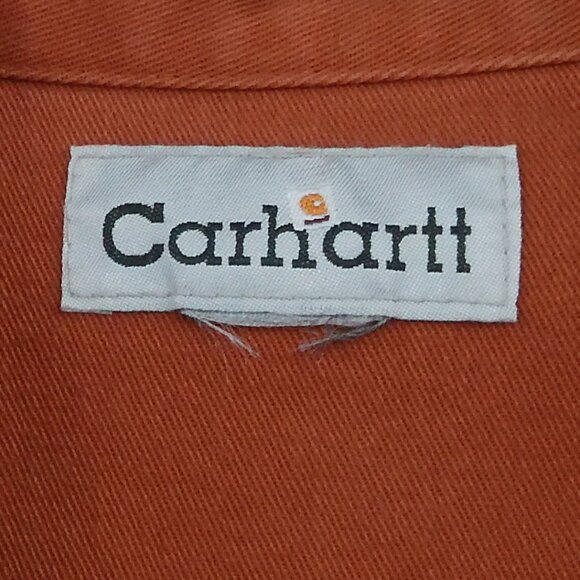 Vintage Carhartt Button Down Shirt Men's 2XL Rust Brown Long Sleeve Heavyweight - Picture 2 of 9